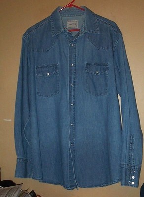 Great looking vintage 100% cotton denim western shirt-XL ! 