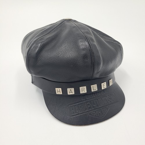 Vintage Harley Davidson Leather Biker Cap Captains Hat Rare 1970s Style Size Med - Picture 2 of 23