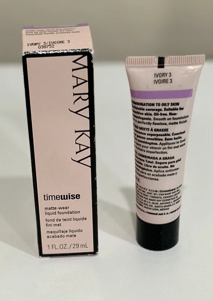 MARY KAY Timewise Matte-Wear Liquid Foundation 1 Oz. Ivory 3 New In Box 038752 - Image 3 of 4