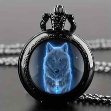 Wolf Pattern Round Quartz Pocket Watch Fashionable Gift For Women and Men