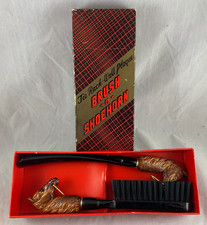 HORSE HEAD CARVED VTG TIE RACK - WALL PLAQUE BRUSH -N- SHOEHORN NO. 5400 IN BOX