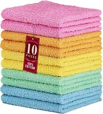 DecorRack 10 Pack 100 Cotton Wash Cloth, Luxurious Soft, 12 x 12 inch Ultra Ab