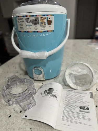 Ice Cream Nostalgia 4QT Ice Creamery For Home w/ Ingredient chute Blue New
