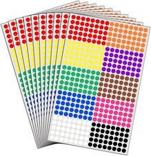 6000 Pack, 1/4" Small Colored Dot Stickers Round Labels - 10 Colors