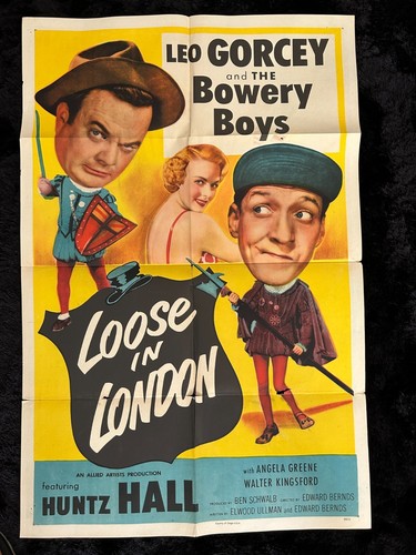 LOOSE IN LONDON - ORIG. 1953 1-SHT. MOVIE POSTER FOLDED LEO GORCEY & BOWERY BOYS
