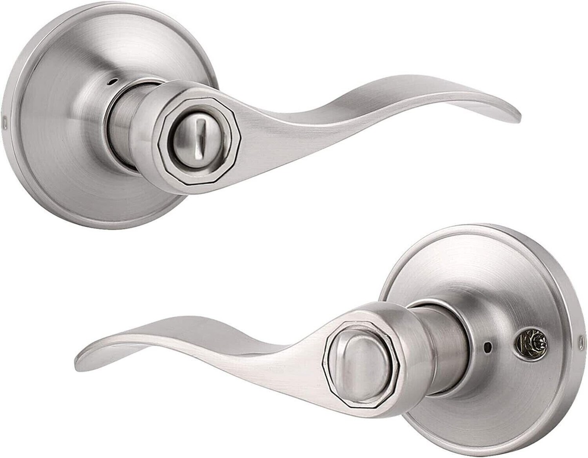 Satin Nickel Bedroom/Bathroom Door Handles Privacy Lever Keyless DL12061-SNBK Satin Nickel Bedroom/Bathroom Door Handles Privacy Lever Keyless DL12061-SNBK