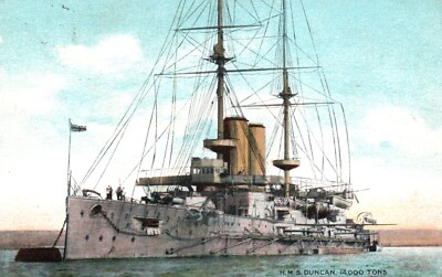 Postcard Royal Navy Battleship HMS Duncan  - c1906