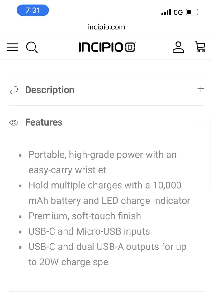 Банк питания Incipio 10 000 мАч - Изображение 2 из 2