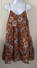 Madewell Ruffle Waist Babydoll Dress In Gathered Blooms Size Medium Rust EUC