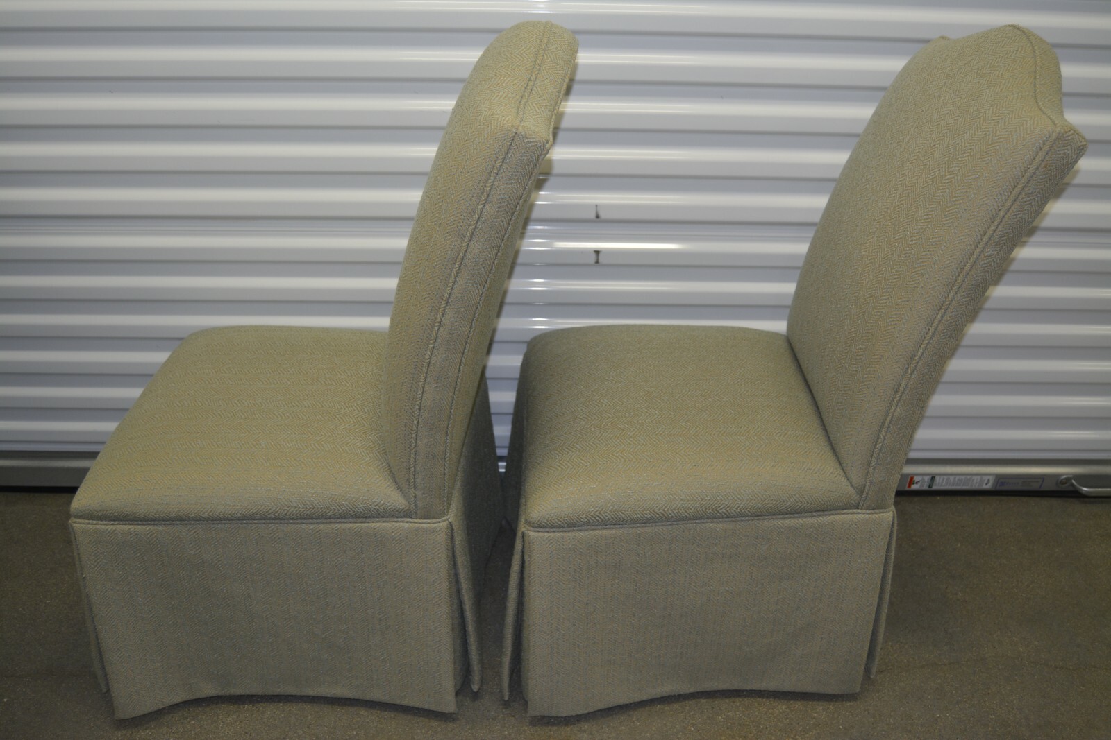 Ethan Allen Parsons Dining Chairs Upholstered Pair Green/Tan 207307
