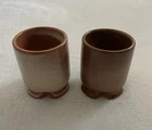 Vintage Frankoma Pottery Set of 2 Mini Sugar 1B Brown And Cream Home Decor Gift