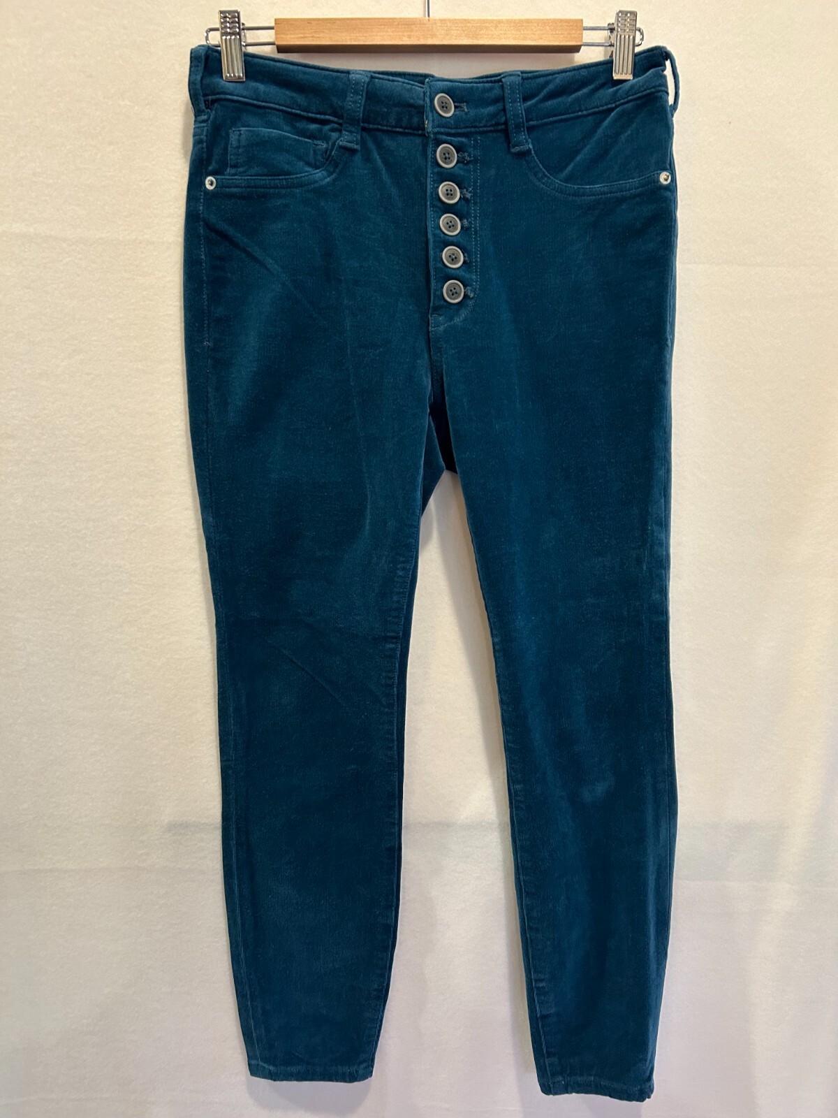ANTHROPOLOGIE Corduroy Pants Women’s 28 Pilcro High rise skinny ButtonUp Jeans