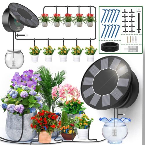 Solar Automatic Drip Irrigation System Kit,Auto Watering Kit for Garden Watering
