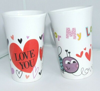 LOVE MUG KAFFEE TEETASSE LOVE YOU / FOR MY LOVE WEISS TASSEN 2 DESIGNS