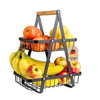 Obstkorb Etagere Schwarz Obstschale GemüSe Regal Metall 2-StöCkig