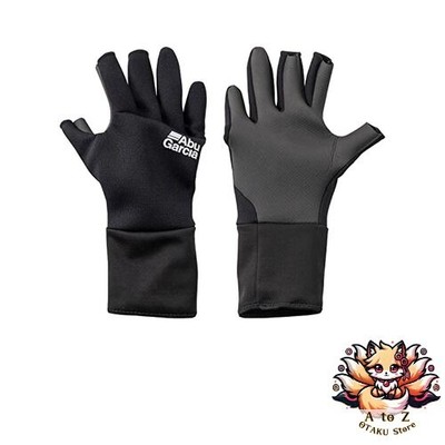 NEW AbuGarcia Long Cuff NP Gloves 3 Finger Black Medium
