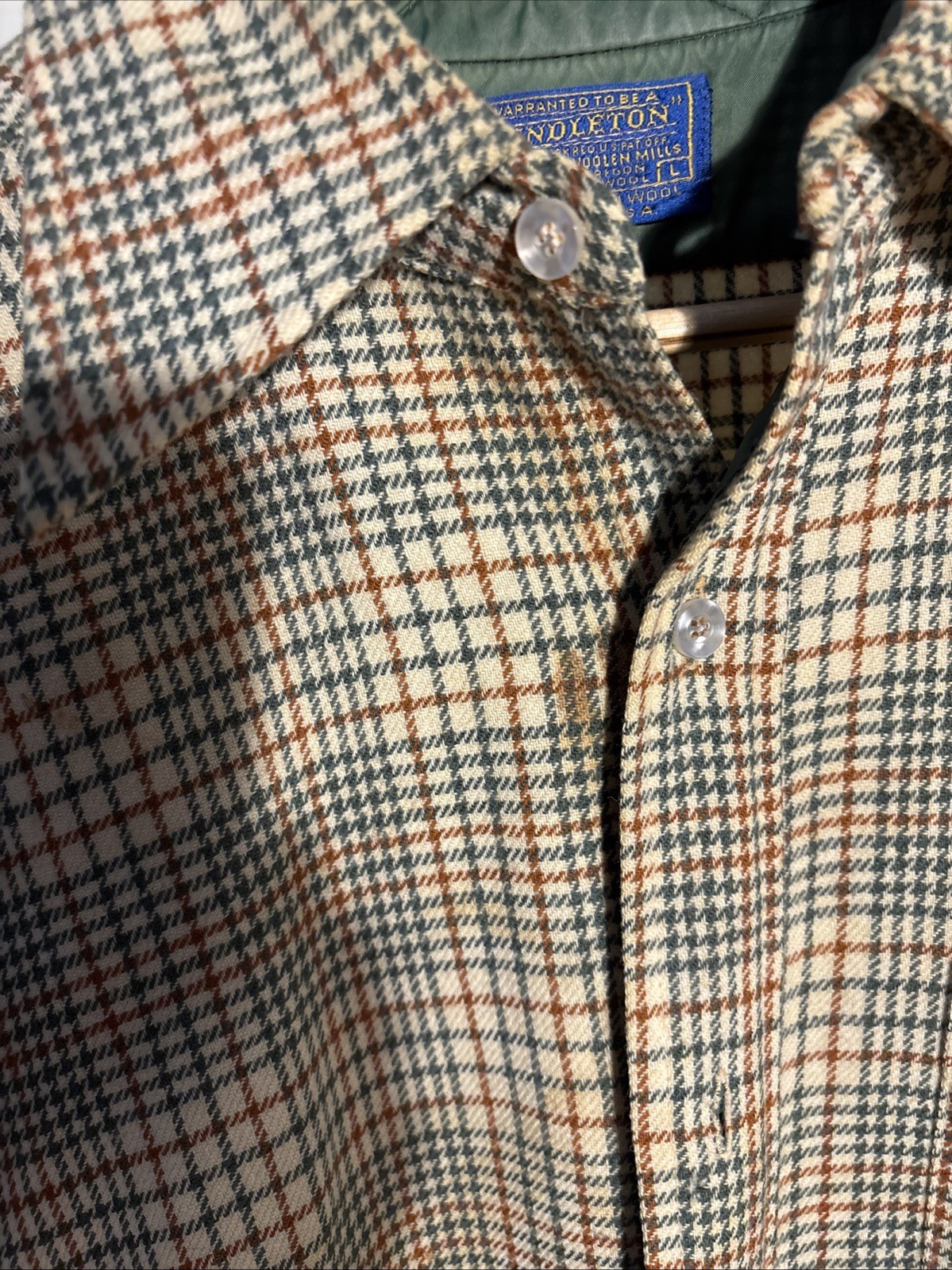 Flawed 70s Wool Pendleton Mens Button Down Vintag… - image 3