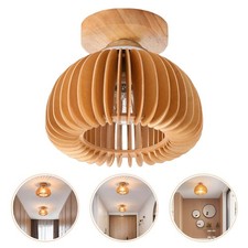 1Pc Flush Mount Wooden Ceiling Light Fixture Simple Design for Hallway Bedroom