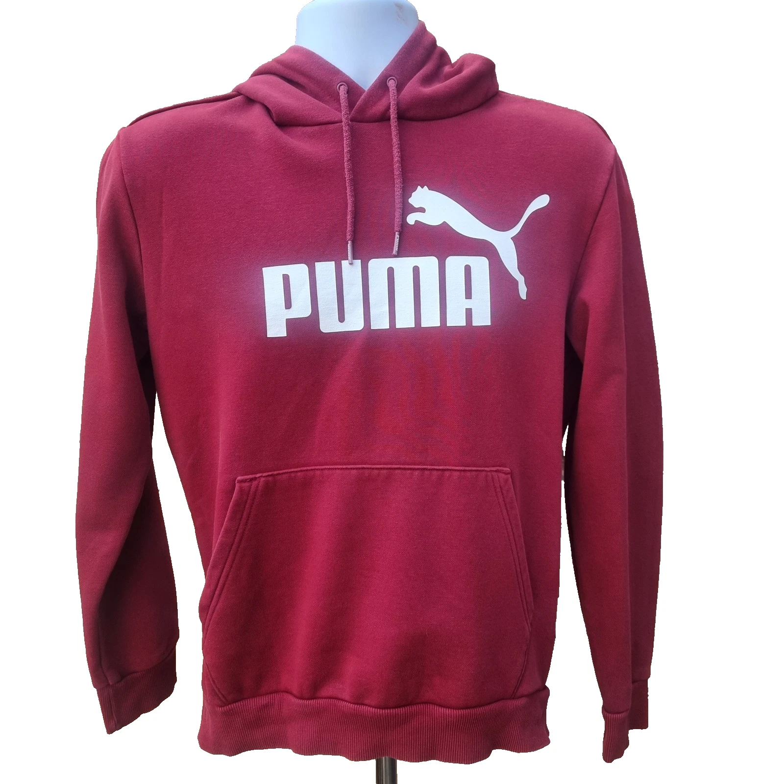 Puma Hoodie Mens Small Red Logo Pullover Casual Sweatshirt