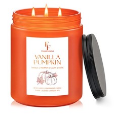 Large Christmas Fall Candle Vanilla Pumpkin Scented, 3-Wick 22oz Long Lasting...