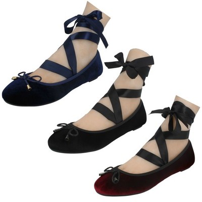 Damen Spot On Tie Up Leg Flat *Ballerinas*