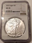 2022 $1.00 American Silver Eagle! NGC Certified MS70!