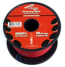 18 Gauge Car Audio Primary Wire 100ft  Red   Remote, Power/Ground Electrical