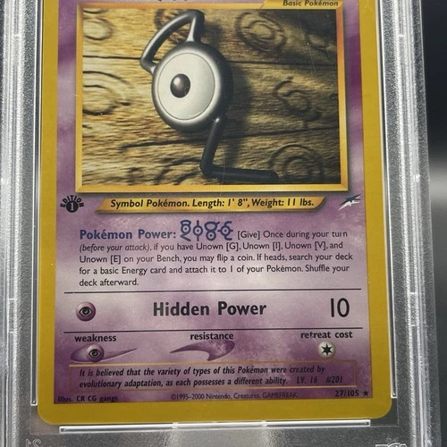 Pokémon TCG 1st Edition Unown (G) 27/105 Neo Destiny Non-Holo Rare Vintage PSA 3