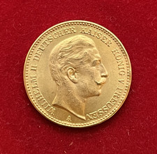 Gold Coin 20 Mark A 1911 Wilhelm II Prussia 7.96g .900 Fine Gold Rare German Emp