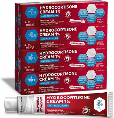 Hydrocortisone Cream 1% Anti Itch Relief 1 oz 4 Pack OTC Cream