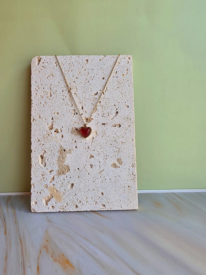 Подарки на день рождения для женщин ожерелье сердолик золото 18k красное сердце не тускнеет - Изображение 2 из 4