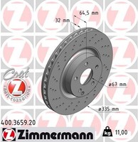 2X Bremsscheibe Coat Z Zimmermann 400.3659.20 FüR Mercedes W221 Klasse C216 V221