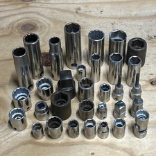 PROTO Lot of 32 Vintage Assorted Sockets Random mixed MADE IN USA Used