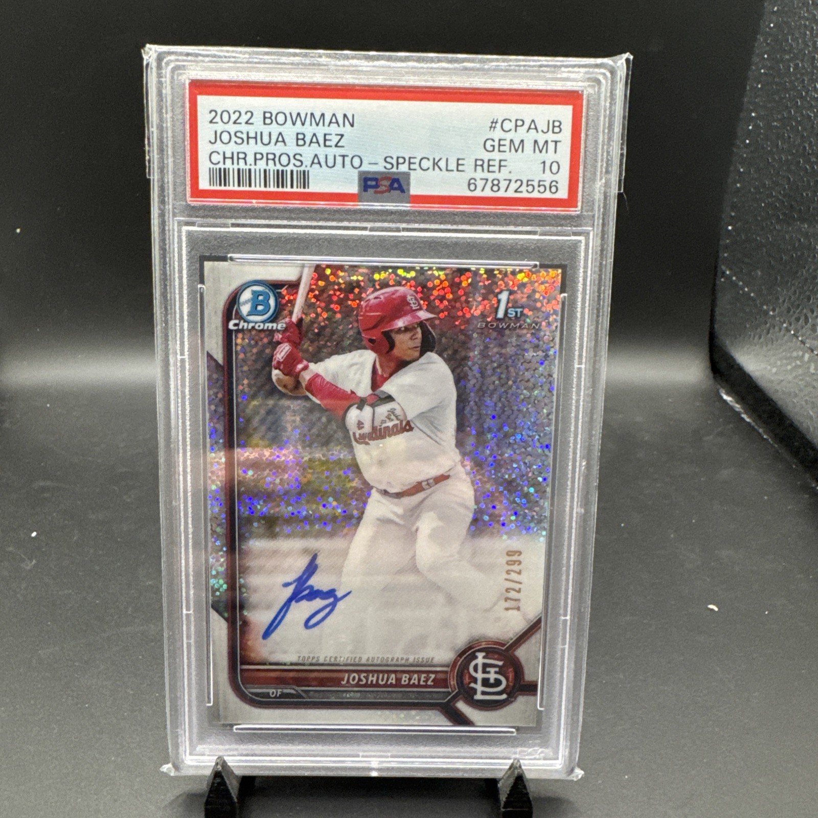 Joshua Baez 2022 Bowman Chrome 1st Speckle Refractor Auto 172/299 PSA 10 Card