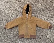 Carhartt Duck Canvas Hooded Full Zip Quilt Lined Insulated Jacket BOYS 4T