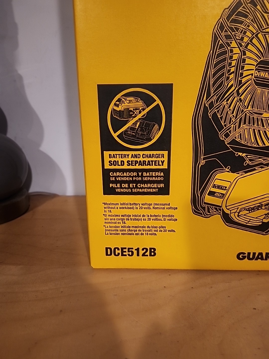 DeWALT DCE512B 20V MAX Cordless Lithium Ion Jobsite Fan - Bare Tool NEW