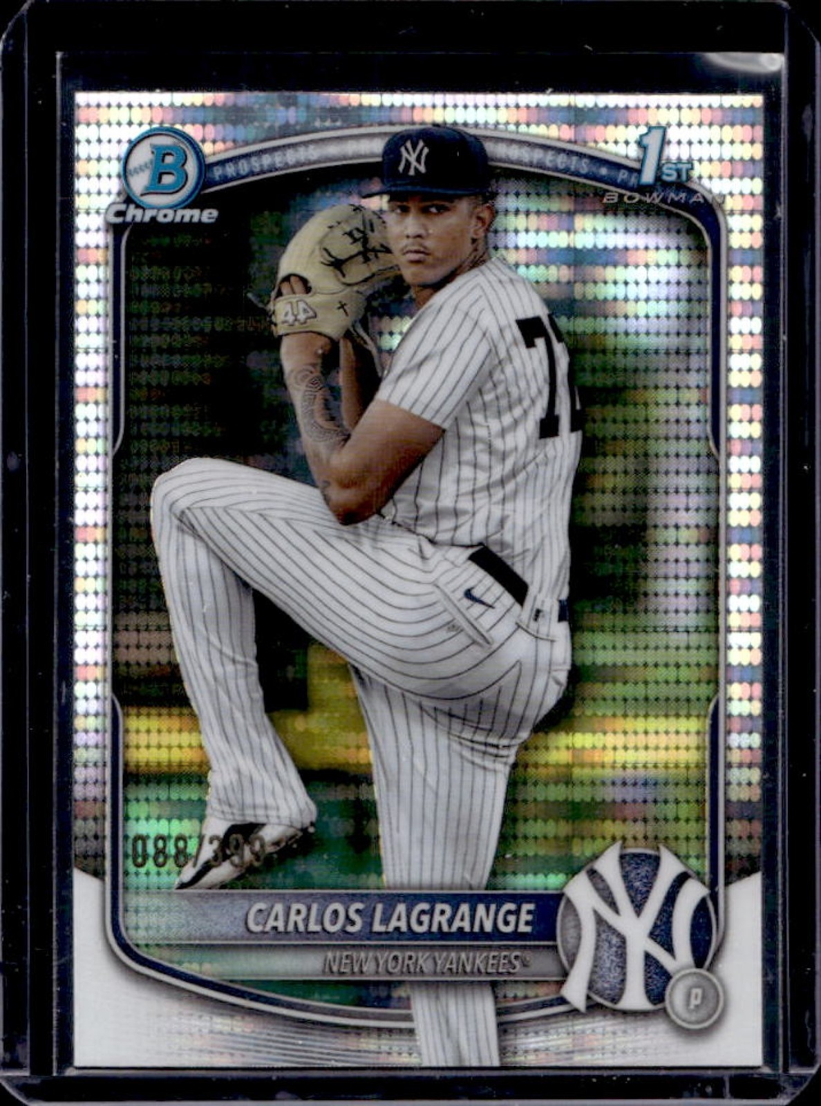 2025 Bowman Chrome Carlos Lagrange Pulsar Refractor 1st Prospect #88/399 Yankees