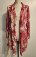 Jones New York Cardigan Women s Multicolor Red Floral Long Sleeve Open Front