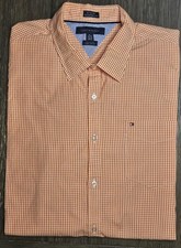 Mens Tommy Hilfiger Custom Fit Long Sleeve Small Checked Button Up Shirt Size XL