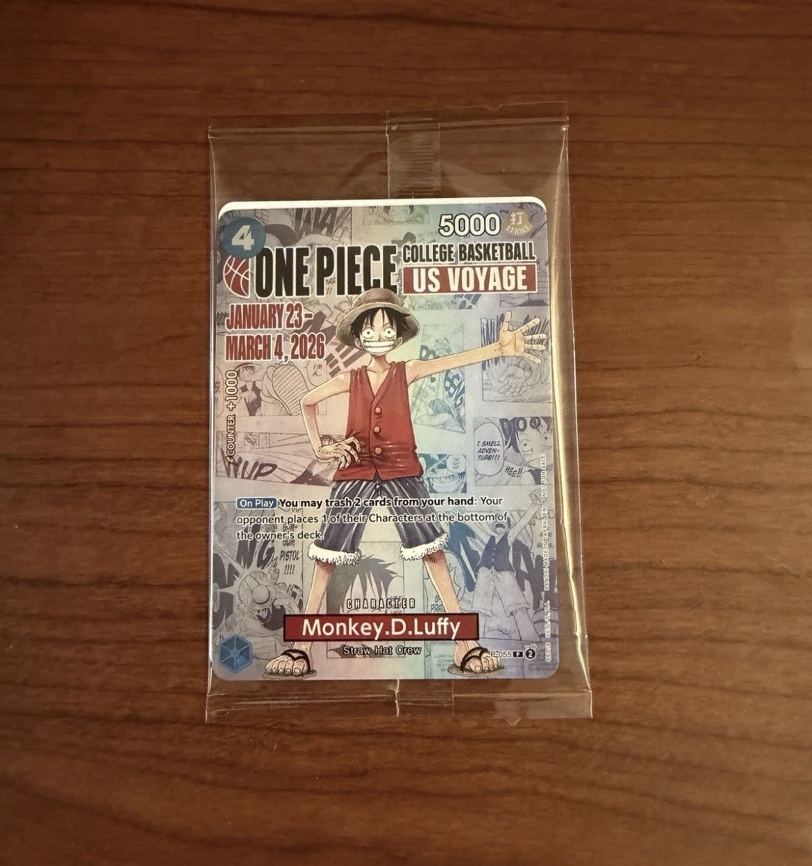 One Piece Monkey D. Duffy US Voyage College Promo Card (SEALED IN HAND) RARE
