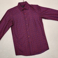 Nine West Flower Print Button-up Shirt Mens Blue/Red Size Small 14-14 1/2 32/33
