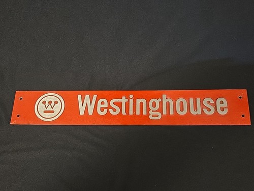 Vintage Westinghouse Cast Aluminum Sign Plate 17 Inches L x 2.5 Inches W  Red