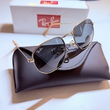 Ray Ban Sunglasses RB3548 Hexagonal flat ARISTA  Gold green polarized lenses