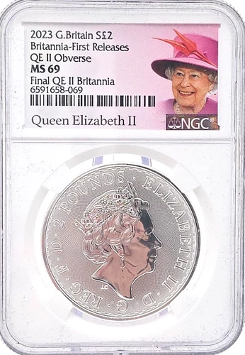 2023 Great Britain S 2 Pounds Queen Elizabeth II NGC MS69 Lot. 639
