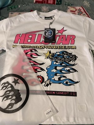 Hellstar Men's T-Shirt Size M Progress Been Saved White Pink Blue