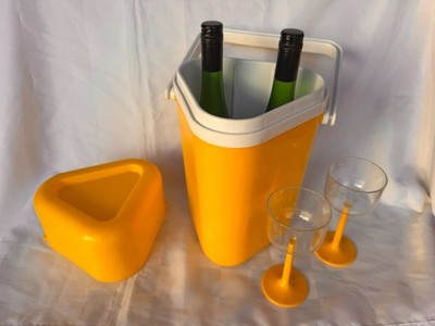 Vintage INGRID PORTO VINO WINE COOLER TOTE w ORIGINAL GLASSES MID CENTURY MCM