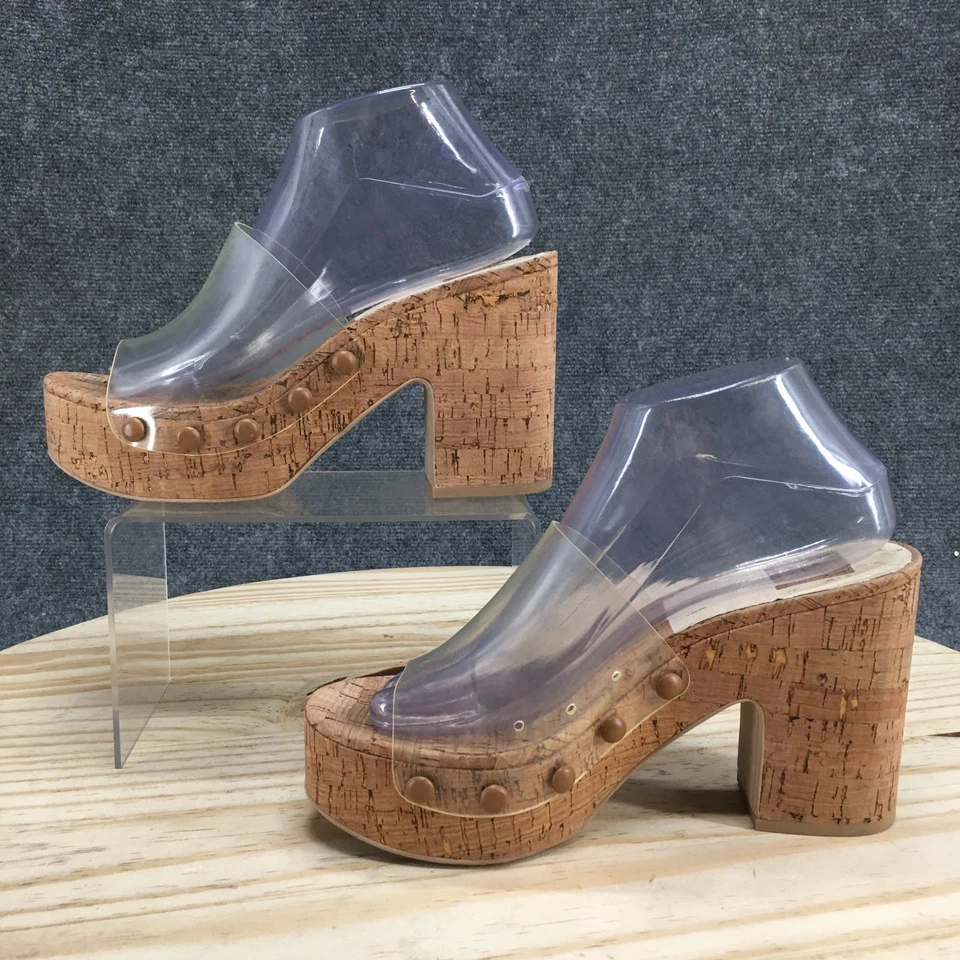 Босоножки женские Dolce Vita 8,5 Emol без шнуровки желтовато-коричневые прозрачные лакированная кожа на блочных каблуках - Изображение 2 из 4