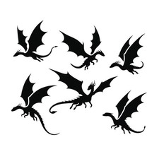 Flying Dragons Vinyl Decal Sticker Set Of 5 Vehicle Car Van Wall Glass Transfer 