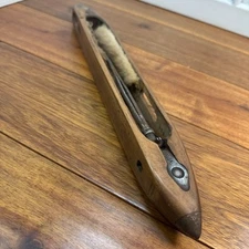 Antique 16” Wood Boat Shuttle with Bobbin Textile Weaving Loom - Primitive
