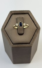 Sapphire And Moissanite 9ct Gold Ring , Vintage And Hallmarked